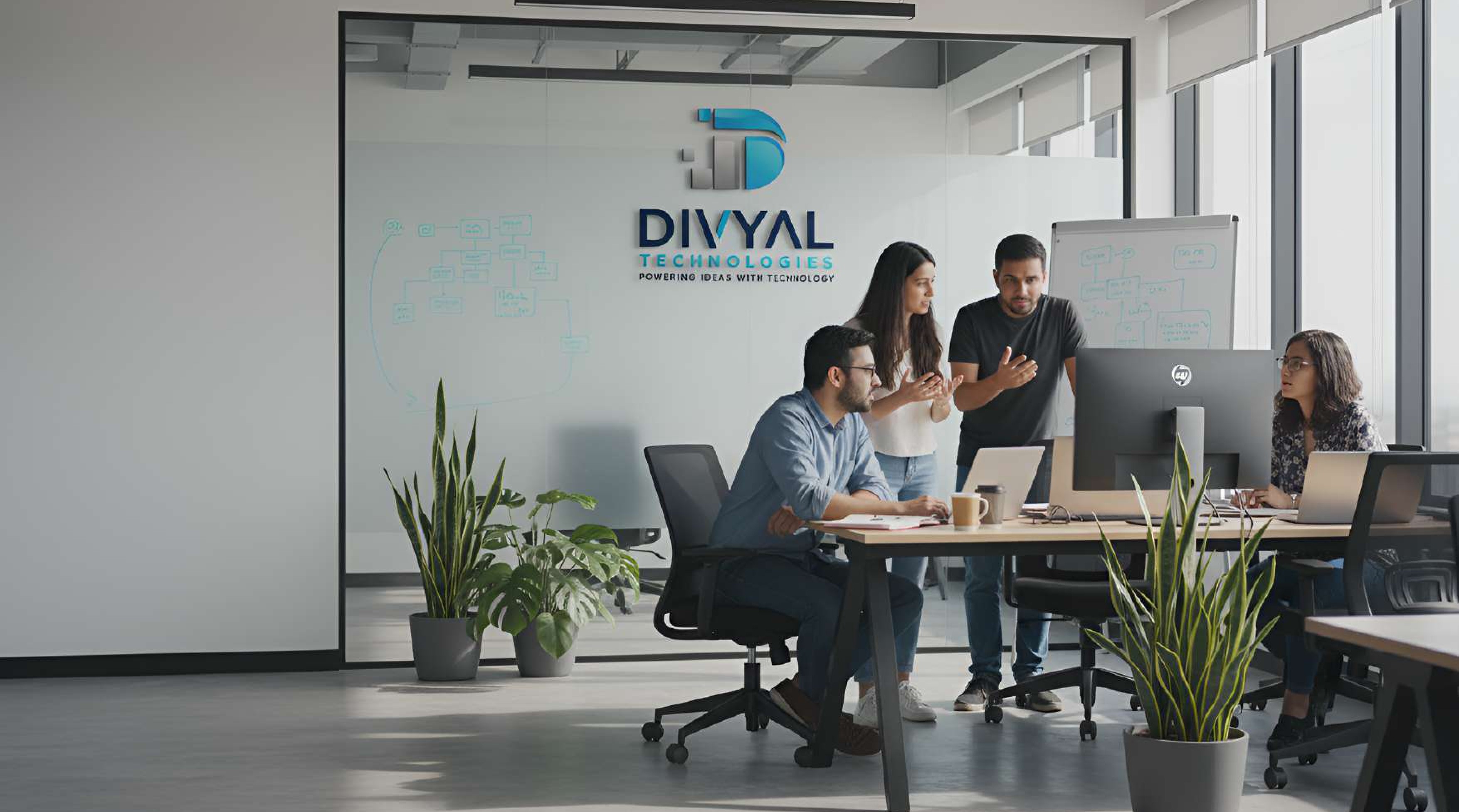 Divyal Technologies team discussing software development strategy